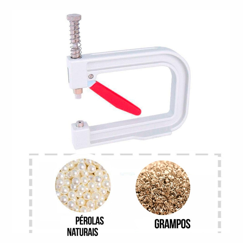 Aplicador de Pérolas + 1000 Pérolas + 1000 Grampos