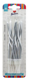 Velas Palito Espiral Metalizada Prata  Junco c/ 12uni