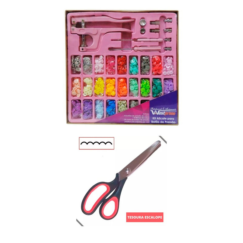 Kit Alicate de Pressão Westpress 3 em 1 + Tesoura Escalope