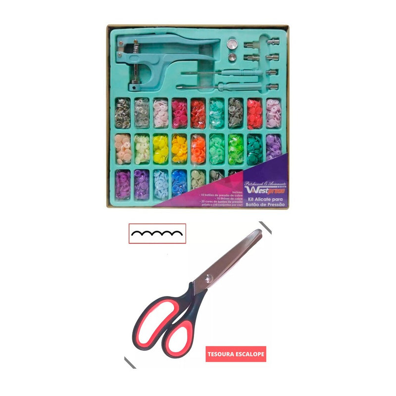 Kit Alicate de Pressão Westpress 3 em 1 + Tesoura Escalope