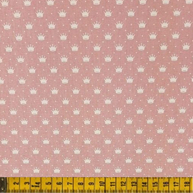 Tecido Fernando Maluhy 50x150 Coroas Pequenas Fundo Rosé