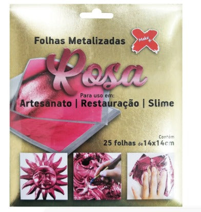 Folhas Rose Metalizadas - 25 unidades - Make +