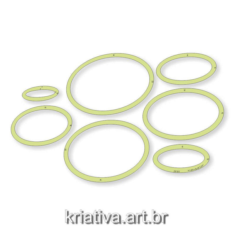 Gabarito Oval Par 12, 14, 16,18, 20 e 22cm - Kriativa