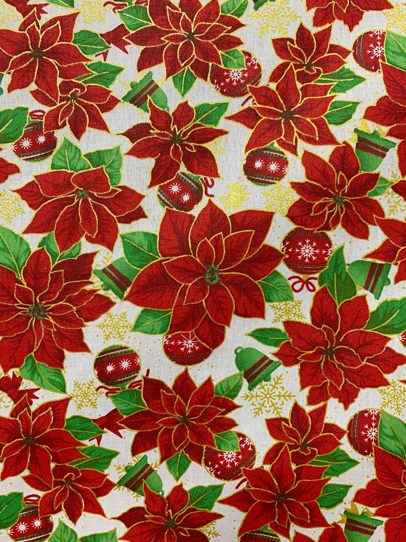 Tecido Natal Bico de Papagaio Branco Fernando Maluhy 50x150