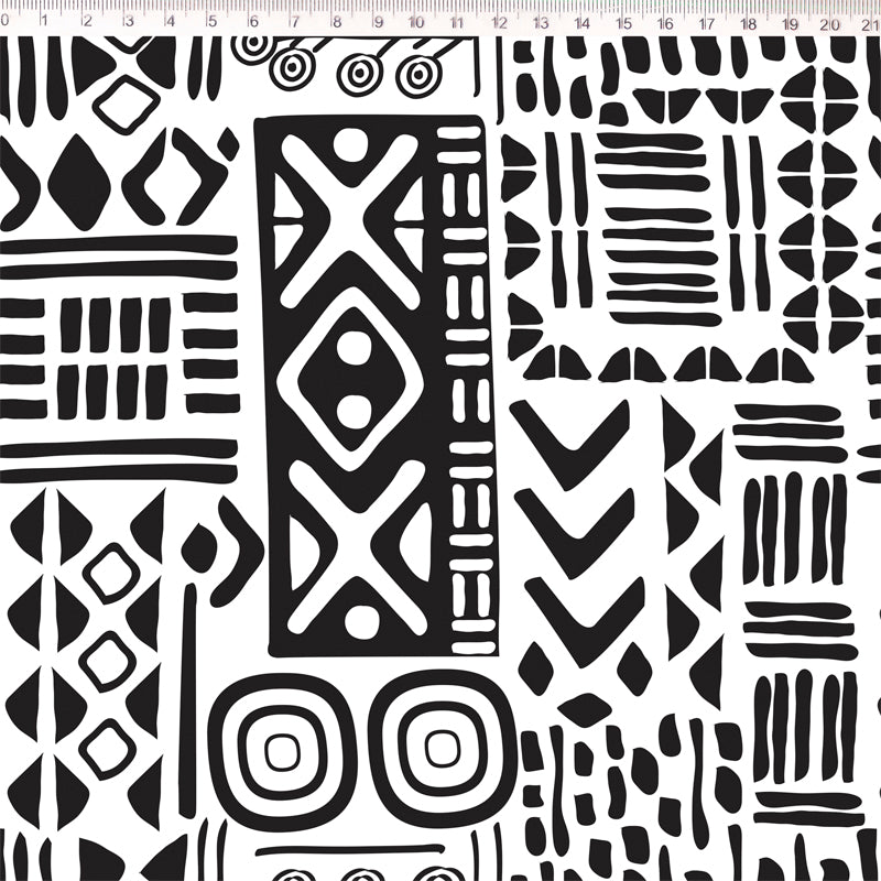 TECIDO FERNANDO MALUHY COLECAO AFRICA - PRETO E BRANCO PATCH-R 50X150