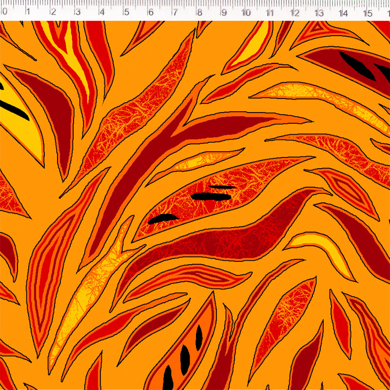 TECIDO FERNANDO MALUHY COLECAO AFRICA DIGITAL - VERMELHO C/ LARANJA 50X150