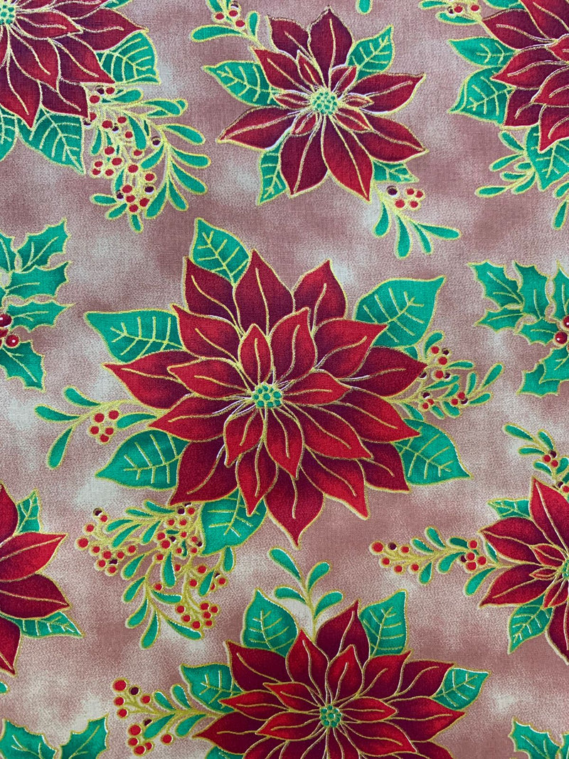 Tecido Natal Bico de Papagaio Rose Fernando Maluhy 50x150