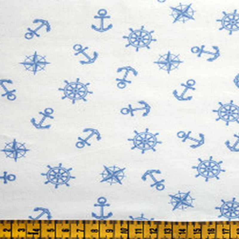 Tecido Fernando Maluhy 50x150 - Náuticos Cor: Branco e Azul