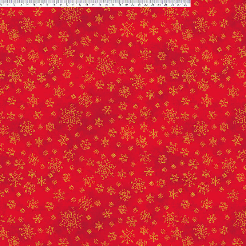 Tecido Natal Flocos de Neve Vermelho Fernando Maluhy 50x150