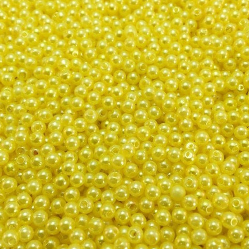 Pérola inteira com furo 06mm em ABS 20g Amarelo Ouro