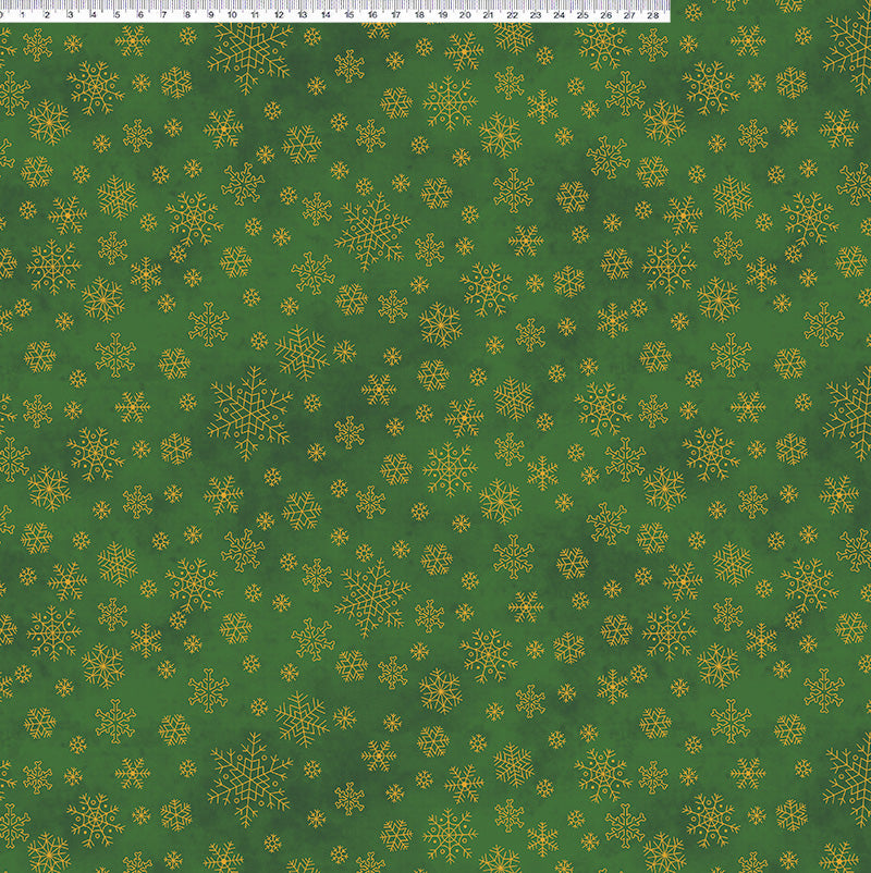 Tecido Natal Flocos de Neve Verde Fernando Maluhy 50x150