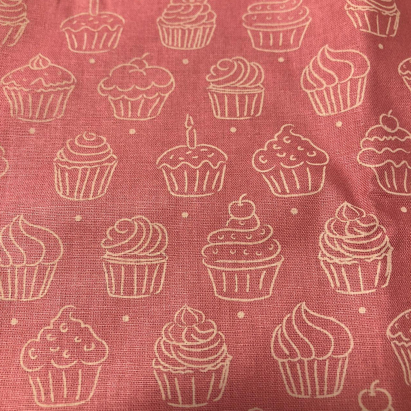 Tecido Fernando Maluhy Cupcake 50x150 - Fundo Rosa