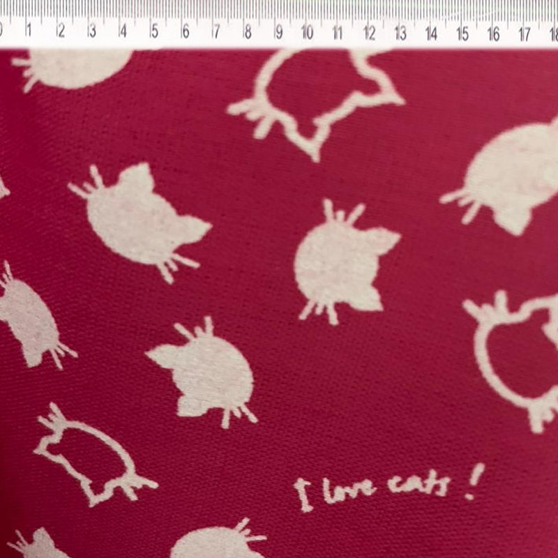 Tecido Fernando Maluhy 50x150 - I Love Cats Cor: Rosa